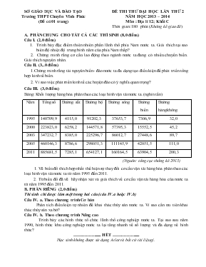 Đề thi thử đại học lần thứ 2 năm học 2013  2014 môn  địa lí 12 khối c